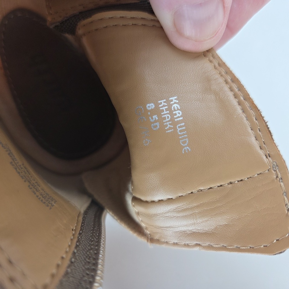 Earth Keri Sandals Shoes Womens Taupe Perforated Block Heel Leather Zip Up 8.5 D - Picture 14 of 15